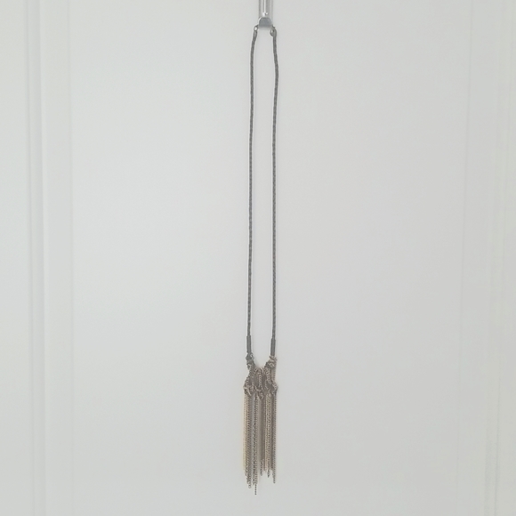 LOFT Necklace Gold, Brown and Leather - Picture 1 of 4